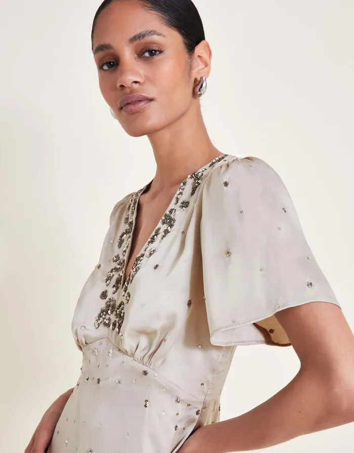 Monsoon Aurora Embellished Mini Dress Grey Women Occasionwear Monsoon Aurora Embellished Mini Dress Grey Women Occasionwear