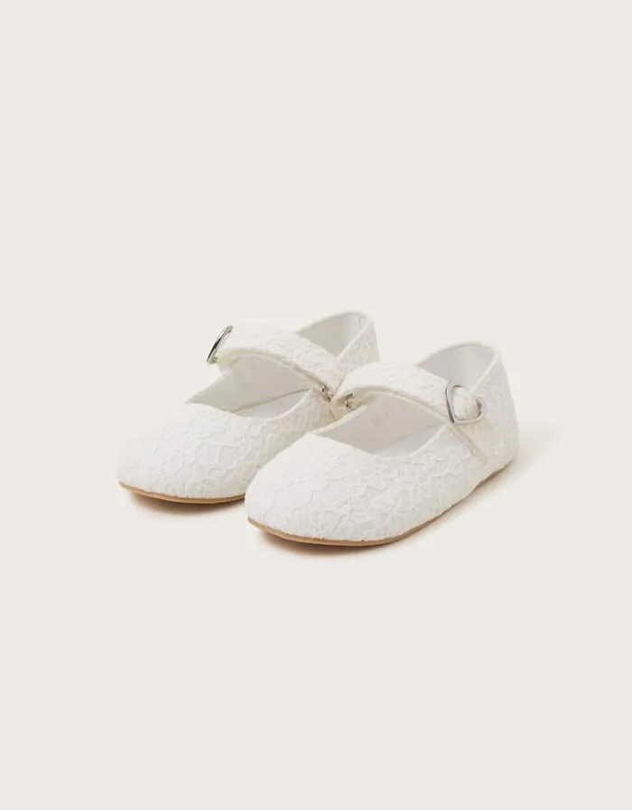 Monsoon Baby Lace Walker Shoes And Bando Ivory Children Partywear
