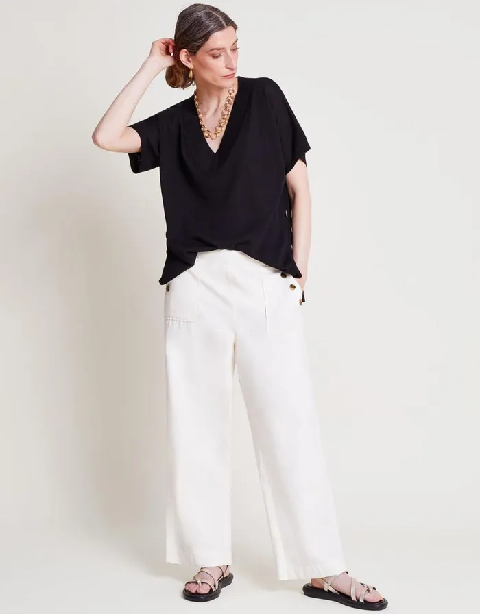 Monsoon Bel Button Knit Top Black Women Knitwear Monsoon Bel Button Knit Top Black Women Knitwear