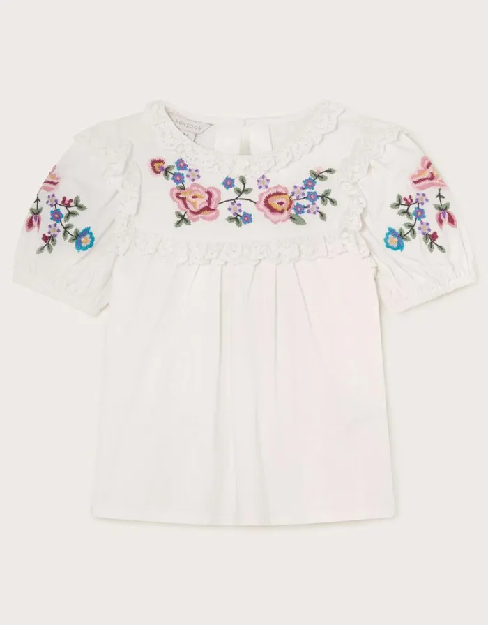 Monsoon Boutique Embroidered Top Ivory Children Tops and Tshirts Monsoon Boutique Embroidered Top Ivory Children Tops and Tshirts
