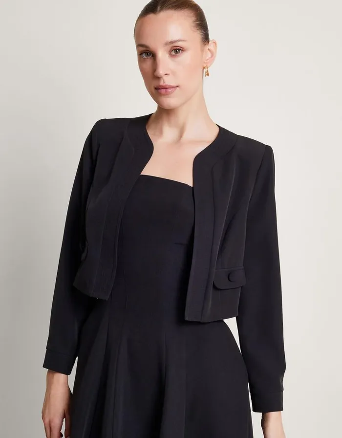 Monsoon Briar Cropped Jacket Black Women Jackets