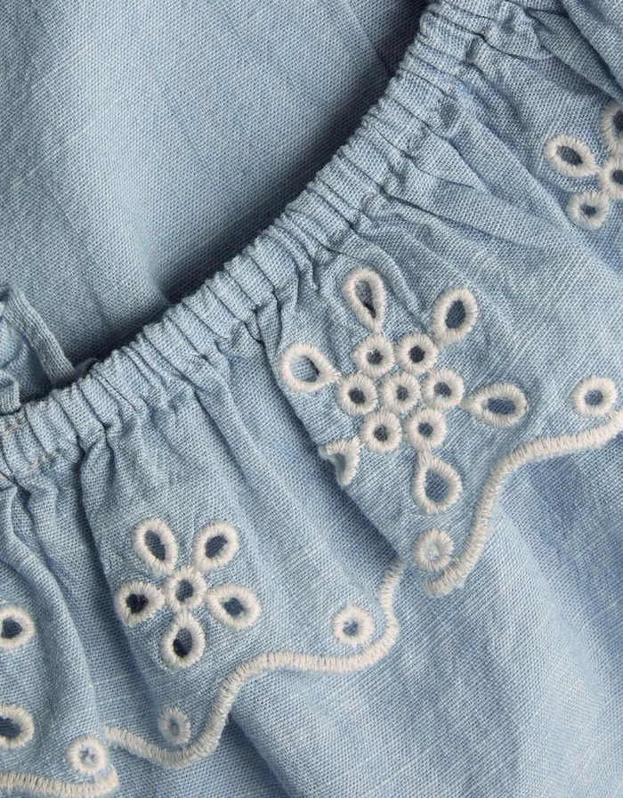 Monsoon Broderie Frill Top Blue Children Tops and Tshirts Monsoon Broderie Frill Top Blue Children Tops and Tshirts