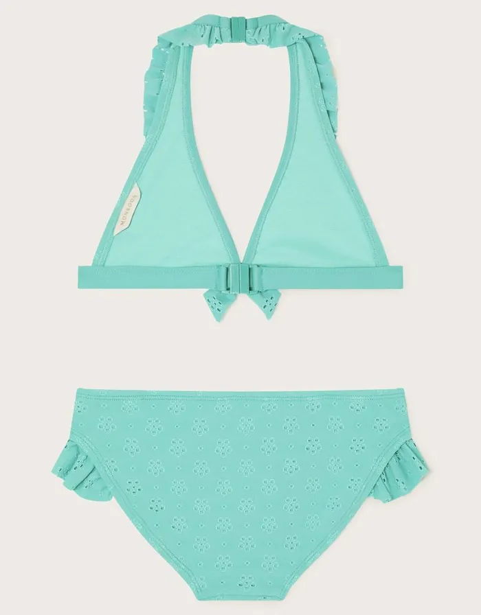 Monsoon Broderie Triangle Bikini Set Blue Children Beachwear and Swimwear Monsoon Broderie Triangle Bikini Set Blue Children Beachwear and Swimwear