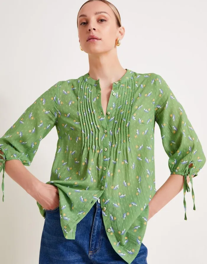 Monsoon Camille Leaf Blouse Green Women Tops and Blouses Monsoon Camille Leaf Blouse Green Women Tops and Blouses