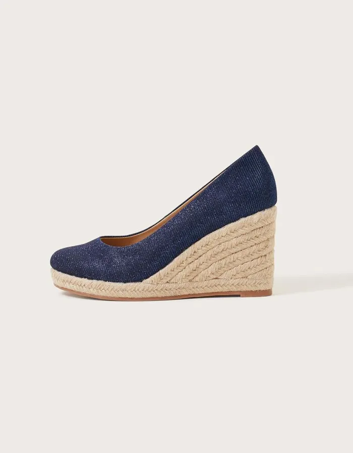 Monsoon Canvas Espadrille Wedges Blue Women Sandals Monsoon Canvas Espadrille Wedges Blue Women Sandals