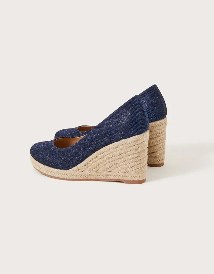 Monsoon Canvas Espadrille Wedges Blue Women Sandals Monsoon Canvas Espadrille Wedges Blue Women Sandals