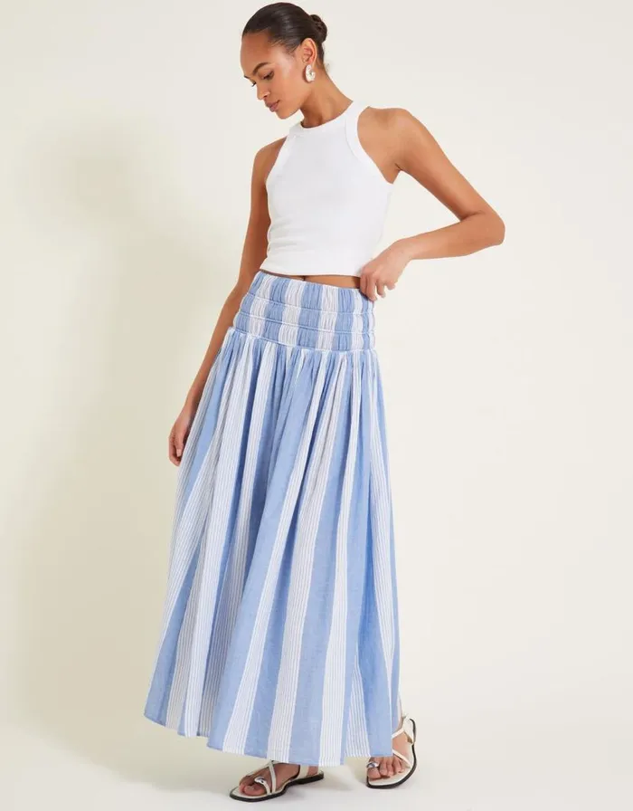 Monsoon Celia Stripe Skirt Blue Women Casualwear Monsoon Celia Stripe Skirt Blue Women Casualwear
