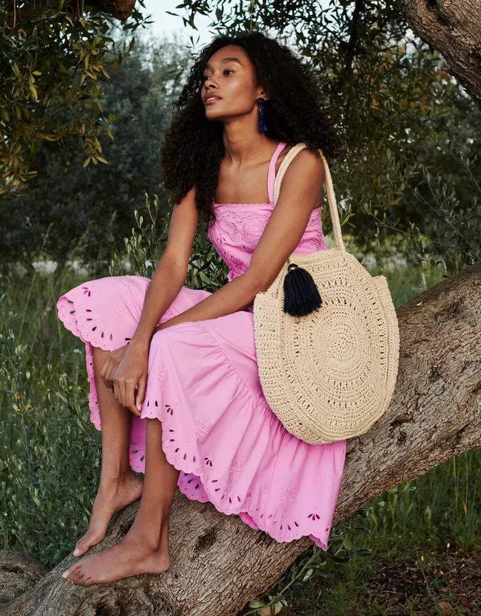 Monsoon Cirilla Cutwork Dress In Sustainable Cotton Pink Women Summer Dresses