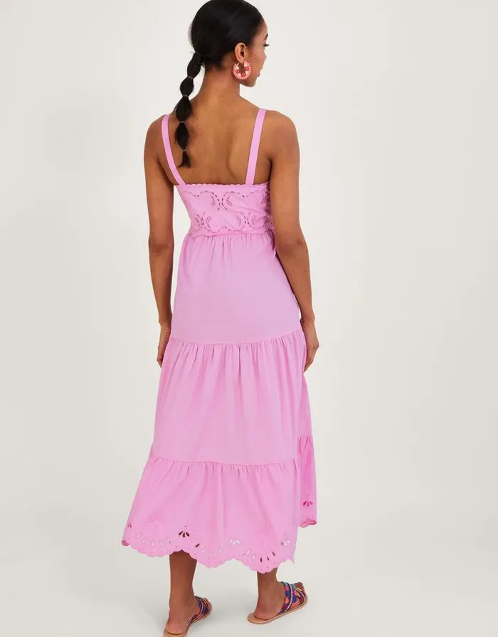 Monsoon Cirilla Cutwork Dress In Sustainable Cotton Pink Women Summer Dresses Monsoon Cirilla Cutwork Dress In Sustainable Cotton Pink Women Summer Dresses