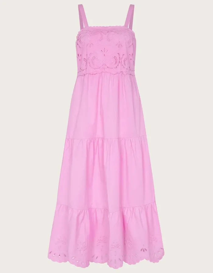 Monsoon Cirilla Cutwork Dress In Sustainable Cotton Pink Women Summer Dresses Monsoon Cirilla Cutwork Dress In Sustainable Cotton Pink Women Summer Dresses
