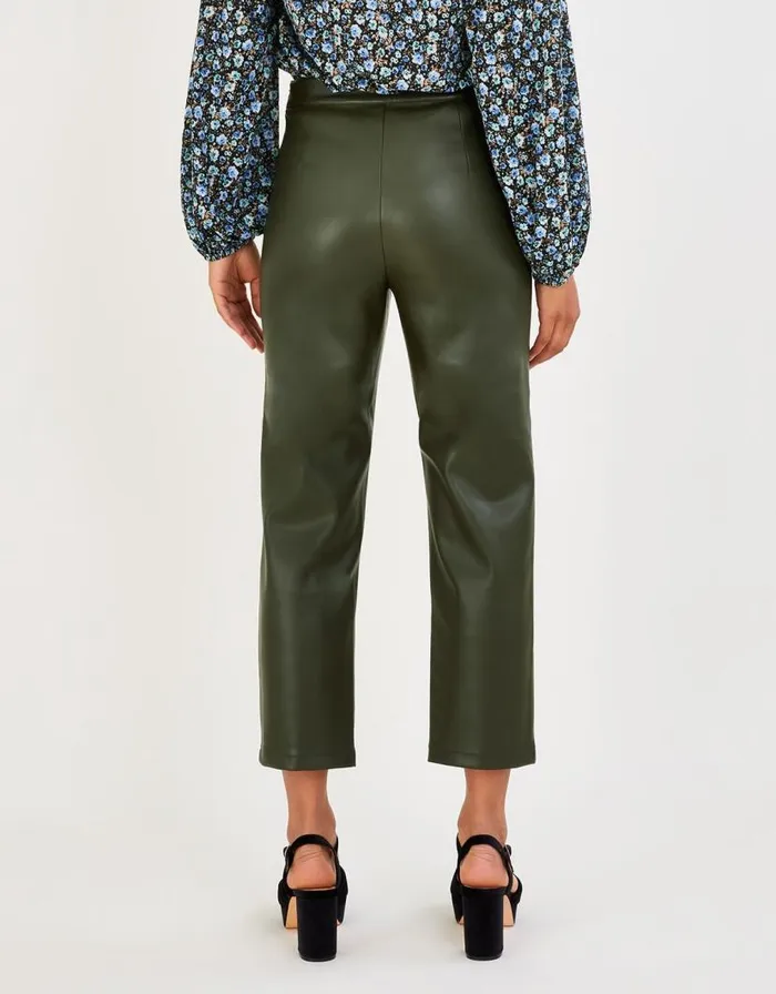 Monsoon Cora PU Culottes With Recycled Polyester Green Women Trousers and Jeans Monsoon Cora PU Culottes With Recycled Polyester Green Women Trousers and Jeans