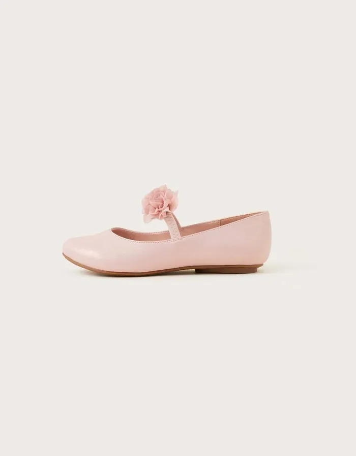Monsoon Corsage Ballerina Flats Pink Children Partywear Monsoon Corsage Ballerina Flats Pink Children Partywear