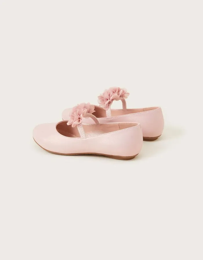 Monsoon Corsage Ballerina Flats Pink Children Partywear Monsoon Corsage Ballerina Flats Pink Children Partywear