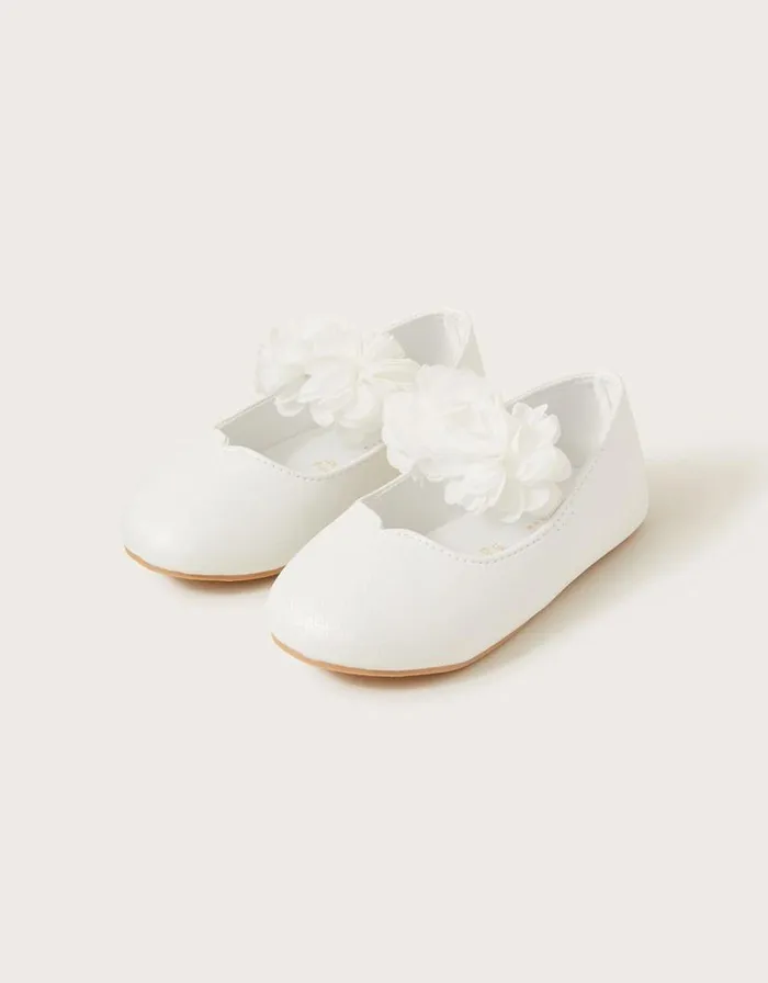 Monsoon Corsage Walker Shoes Ivory Children Partywear