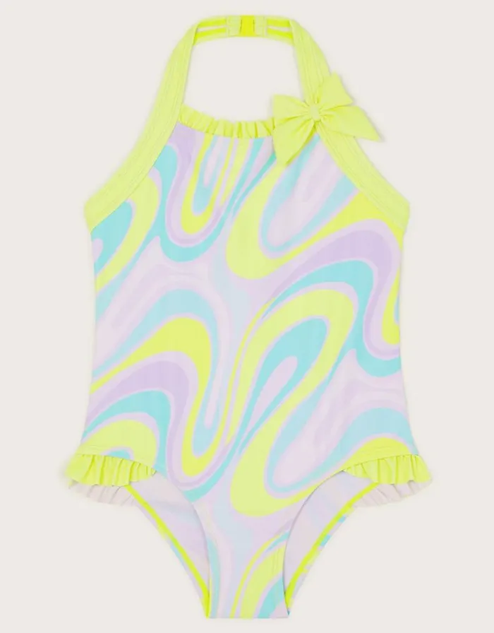 Monsoon Crazy Wave Print Swimsuit Green Children Beachwear and Swimwear