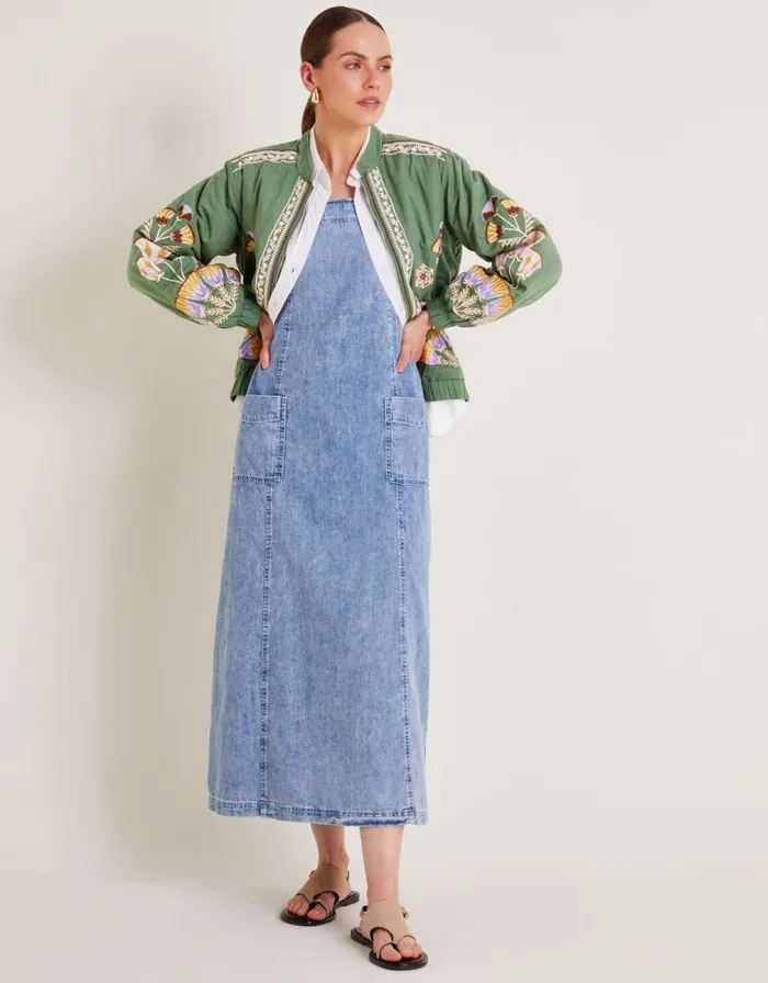 Monsoon Cristina Embroidered Bomber Jacket Green Women Casualwear Monsoon Cristina Embroidered Bomber Jacket Green Women Casualwear