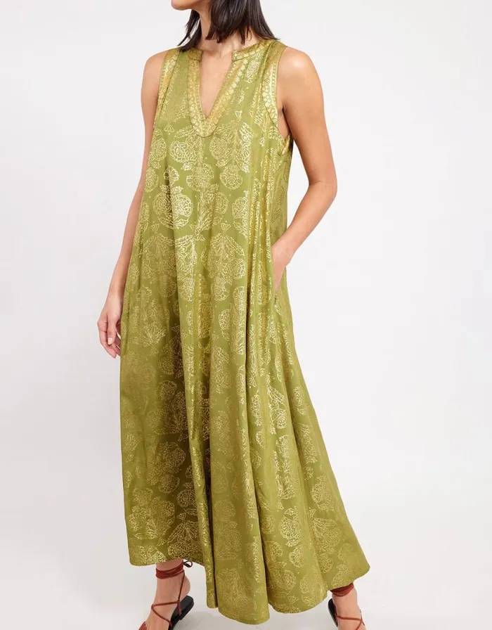 Monsoon East Aviana Metallic Dress Green Women Summer Dresses Monsoon East Aviana Metallic Dress Green Women Summer Dresses