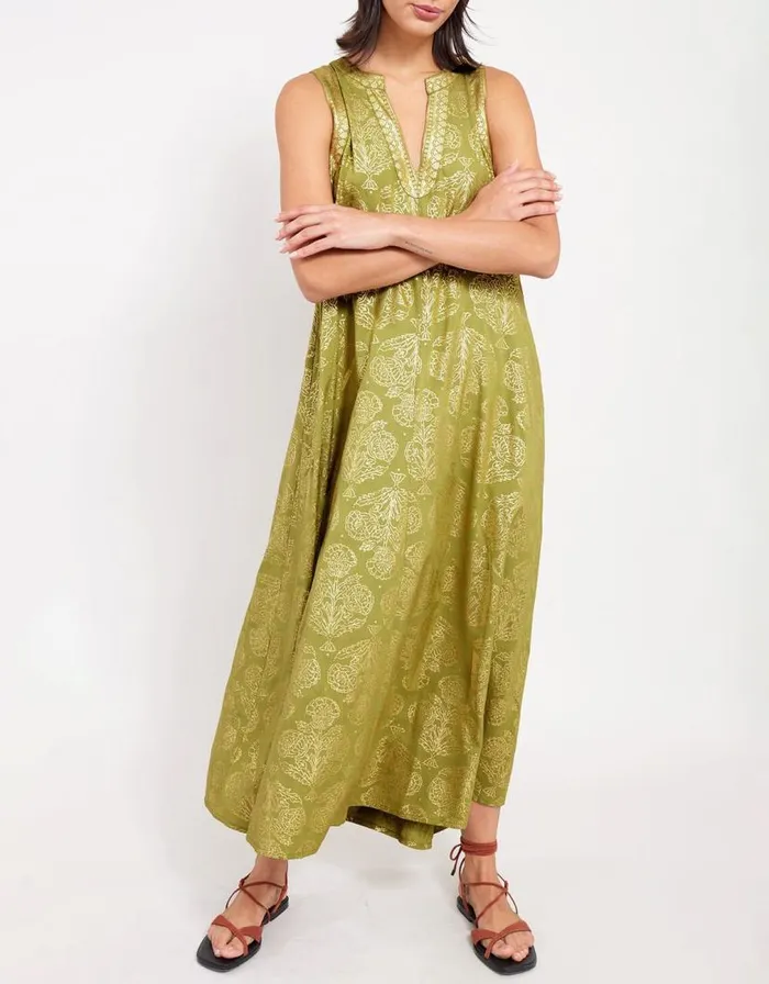 Monsoon East Aviana Metallic Dress Green Women Summer Dresses Monsoon East Aviana Metallic Dress Green Women Summer Dresses