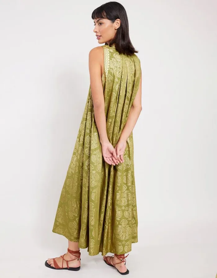 Monsoon East Aviana Metallic Dress Green Women Summer Dresses Monsoon East Aviana Metallic Dress Green Women Summer Dresses