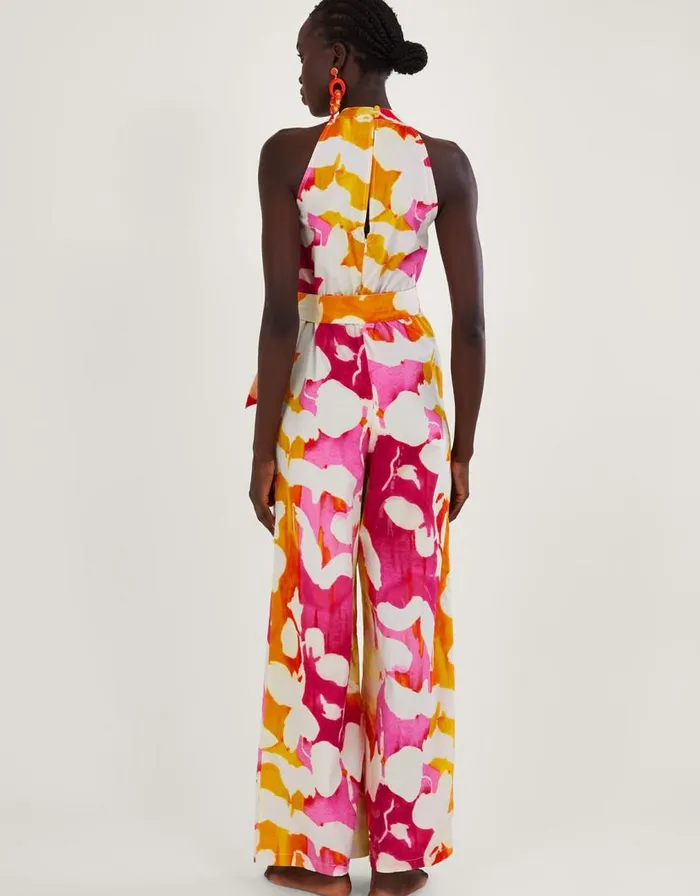 Monsoon Elaxi Abstract Print Jumpsuit Pink Women Jumpsuits Monsoon Elaxi Abstract Print Jumpsuit Pink Women Jumpsuits