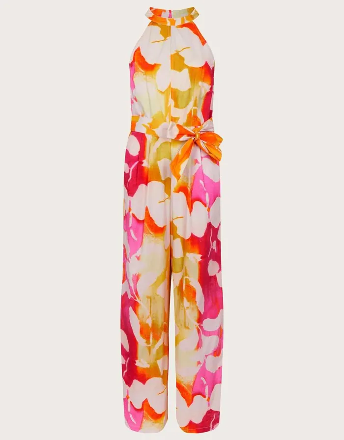 Monsoon Elaxi Abstract Print Jumpsuit Pink Women Jumpsuits Monsoon Elaxi Abstract Print Jumpsuit Pink Women Jumpsuits