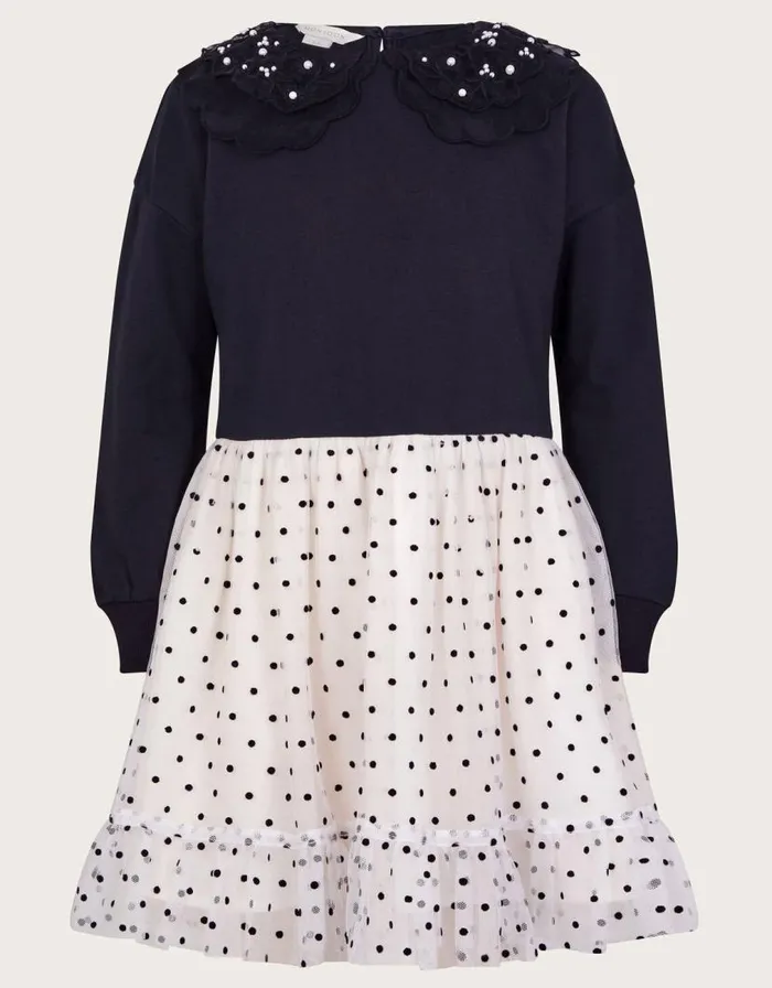 Monsoon Embellished Organza Collar Dress Black Children Dresses Monsoon Embellished Organza Collar Dress Black Children Dresses