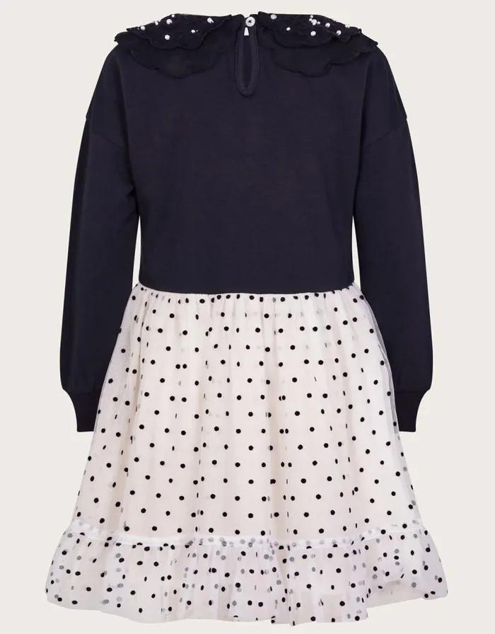 Monsoon Embellished Organza Collar Dress Black Children Dresses Monsoon Embellished Organza Collar Dress Black Children Dresses