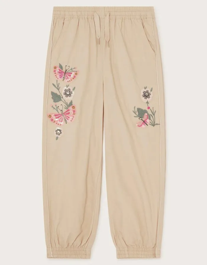 Monsoon Embroidered Cargo Trousers Natural Children Trousers and Shorts