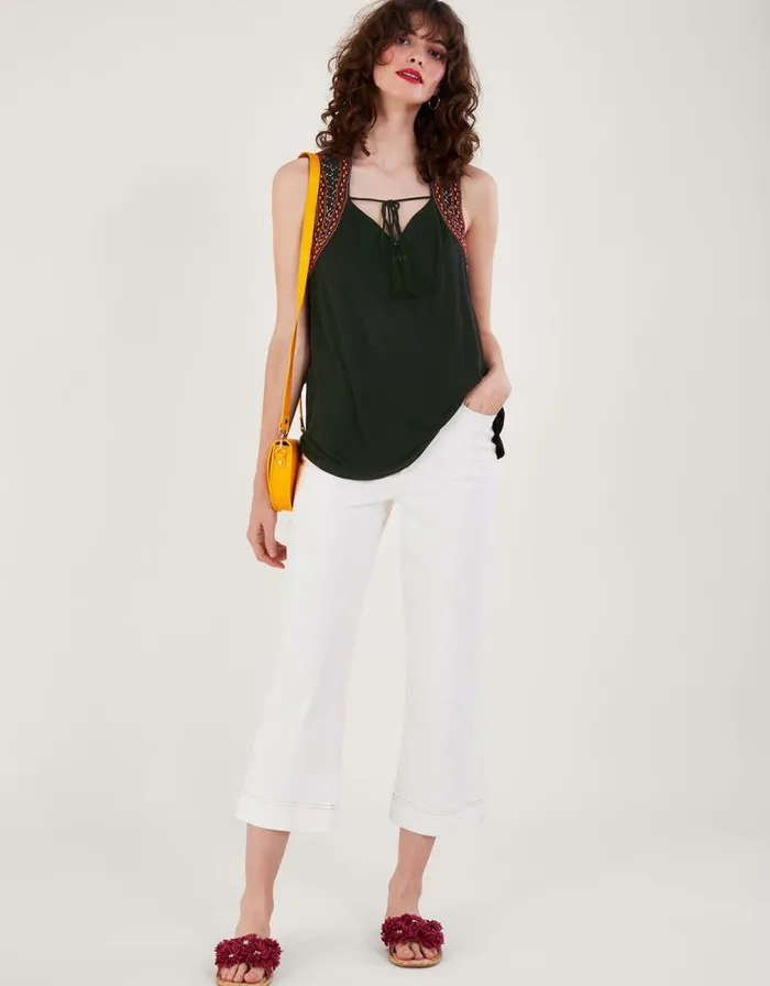 Monsoon Embroidered Tank Top In LENZING ECOVERO Black Women Tops and Blouses Monsoon Embroidered Tank Top In LENZING ECOVERO Black Women Tops and Blouses