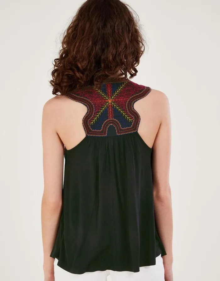 Monsoon Embroidered Tank Top In LENZING ECOVERO Black Women Tops and Blouses Monsoon Embroidered Tank Top In LENZING ECOVERO Black Women Tops and Blouses