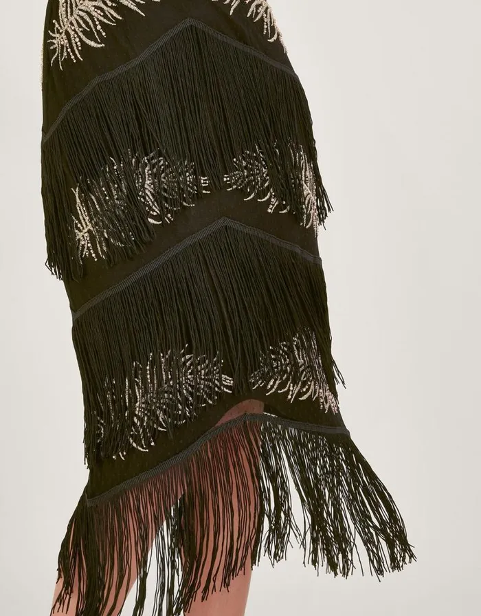 Monsoon Fari Embellished Fringe Dress Black Women Occasionwear Monsoon Fari Embellished Fringe Dress Black Women Occasionwear