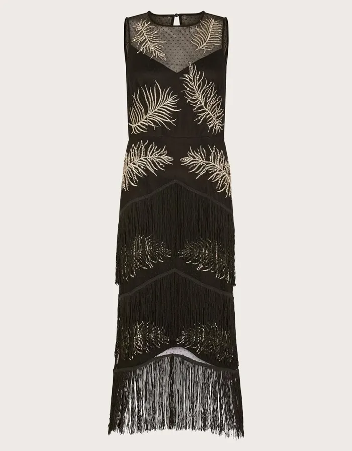 Monsoon Fari Embellished Fringe Dress Black Women Occasionwear Monsoon Fari Embellished Fringe Dress Black Women Occasionwear