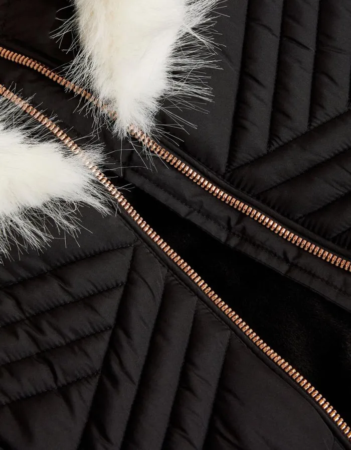 Monsoon Faux Fur Trim Chevron Puffer Coat Black Children Coats and Jackets Monsoon Faux Fur Trim Chevron Puffer Coat Black Children Coats and Jackets