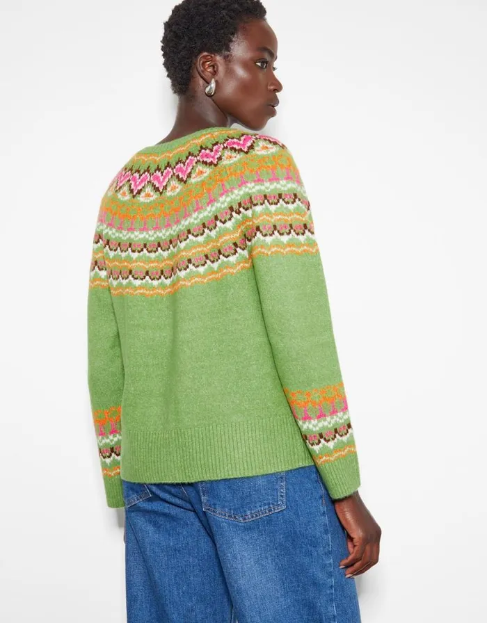 Monsoon Fern Fair Isle Cardigan Green Women Cardigans Monsoon Fern Fair Isle Cardigan Green Women Cardigans