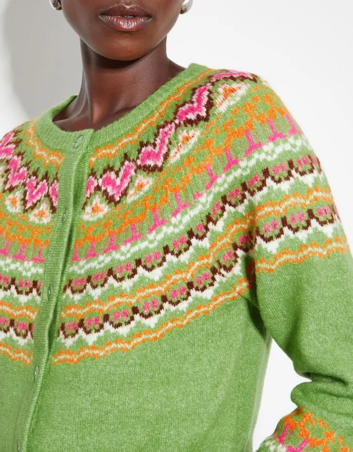 Monsoon Fern Fair Isle Cardigan Green Women Cardigans Monsoon Fern Fair Isle Cardigan Green Women Cardigans