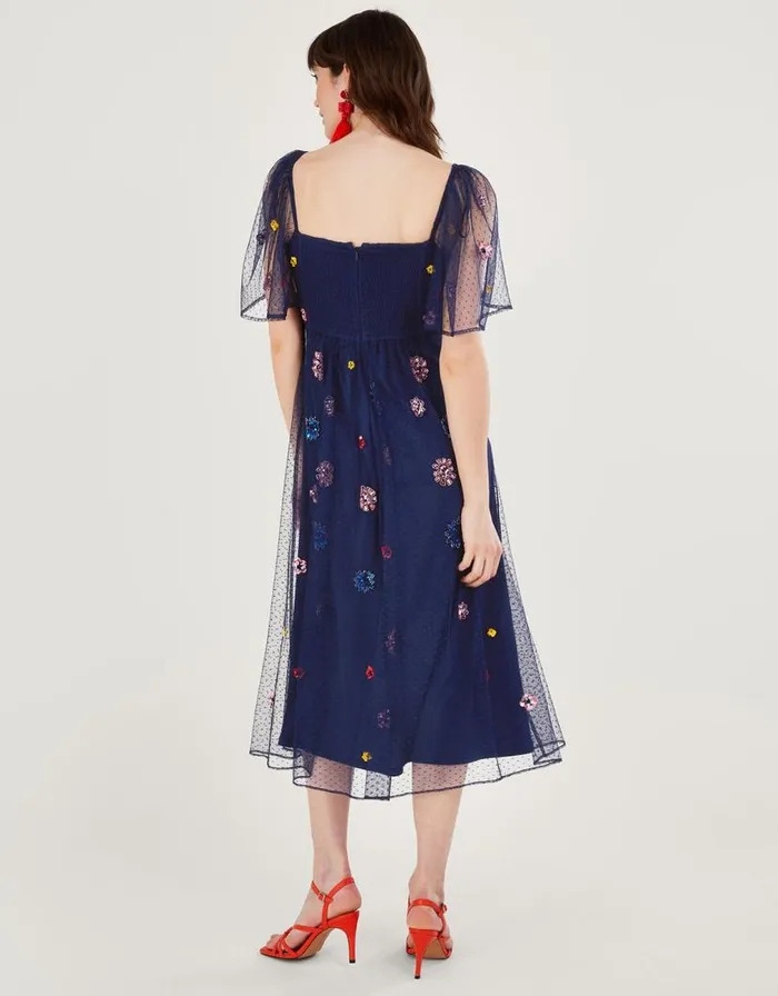 Monsoon Fernada Embellished Dress Blue Women Occasionwear Monsoon Fernada Embellished Dress Blue Women Occasionwear