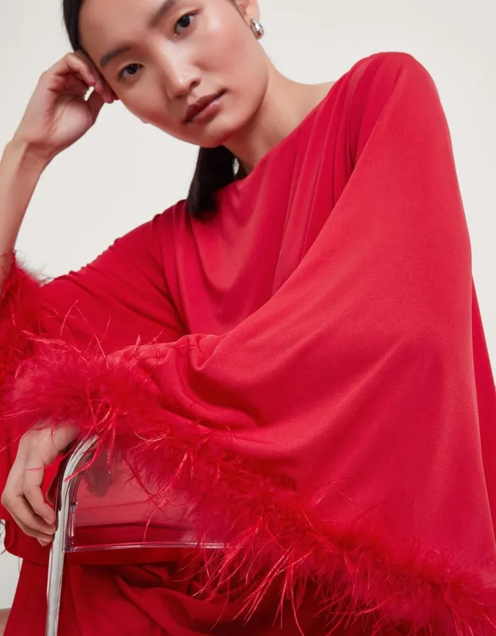 Monsoon Fi Feather Tunic Dress Red Women Casualwear Monsoon Fi Feather Tunic Dress Red Women Casualwear
