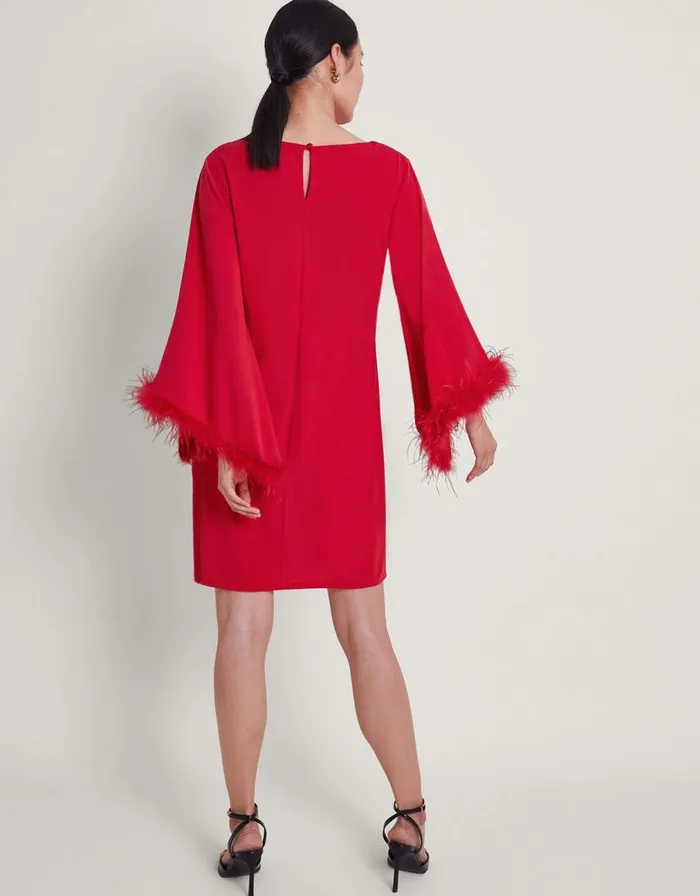 Monsoon Fi Feather Tunic Dress Red Women Casualwear Monsoon Fi Feather Tunic Dress Red Women Casualwear