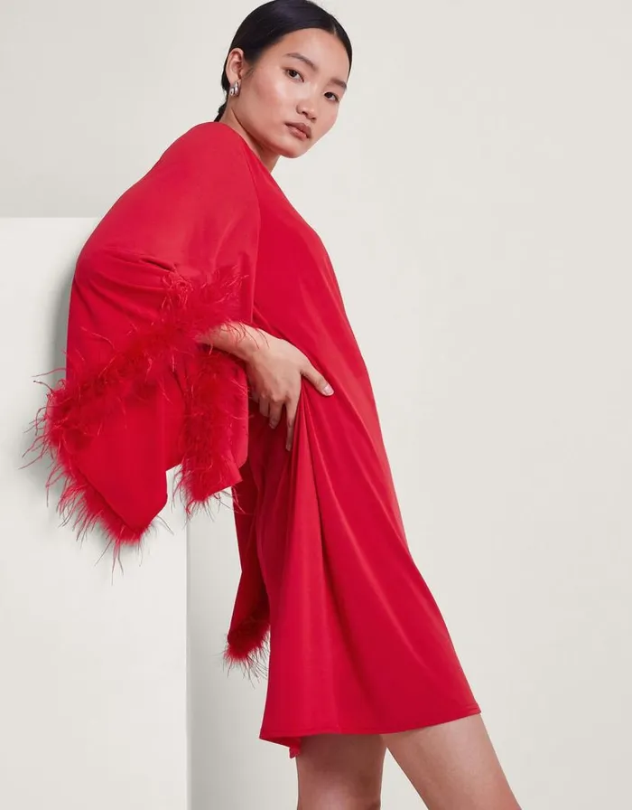 Monsoon Fi Feather Tunic Dress Red Women Casualwear Monsoon Fi Feather Tunic Dress Red Women Casualwear