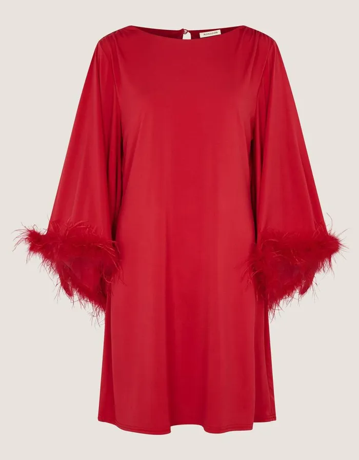 Monsoon Fi Feather Tunic Dress Red Women Casualwear Monsoon Fi Feather Tunic Dress Red Women Casualwear