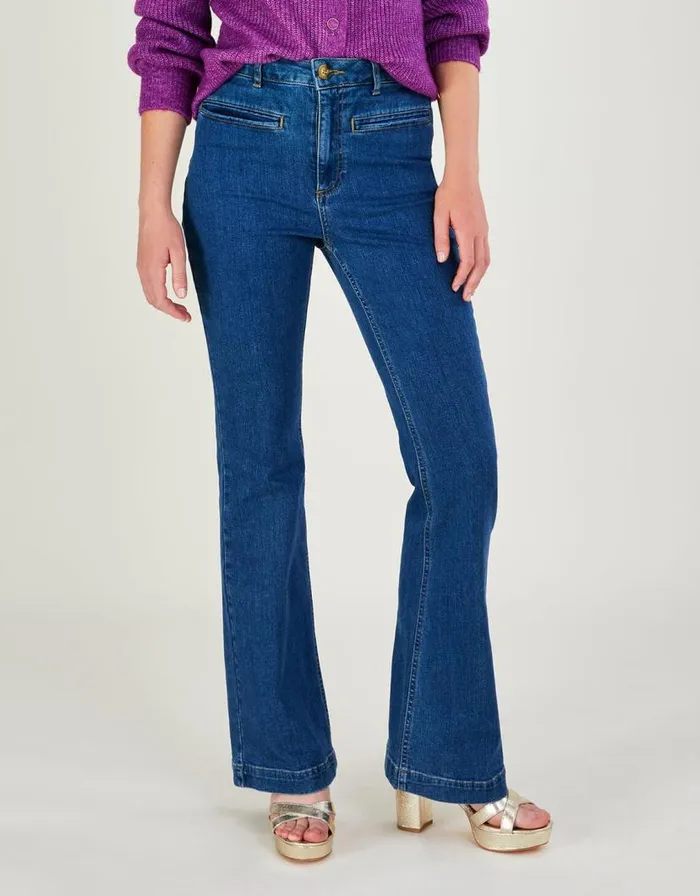 Monsoon Flared Denim Jeans With Sustainable Cotton Blue Women Denim Monsoon Flared Denim Jeans With Sustainable Cotton Blue Women Denim