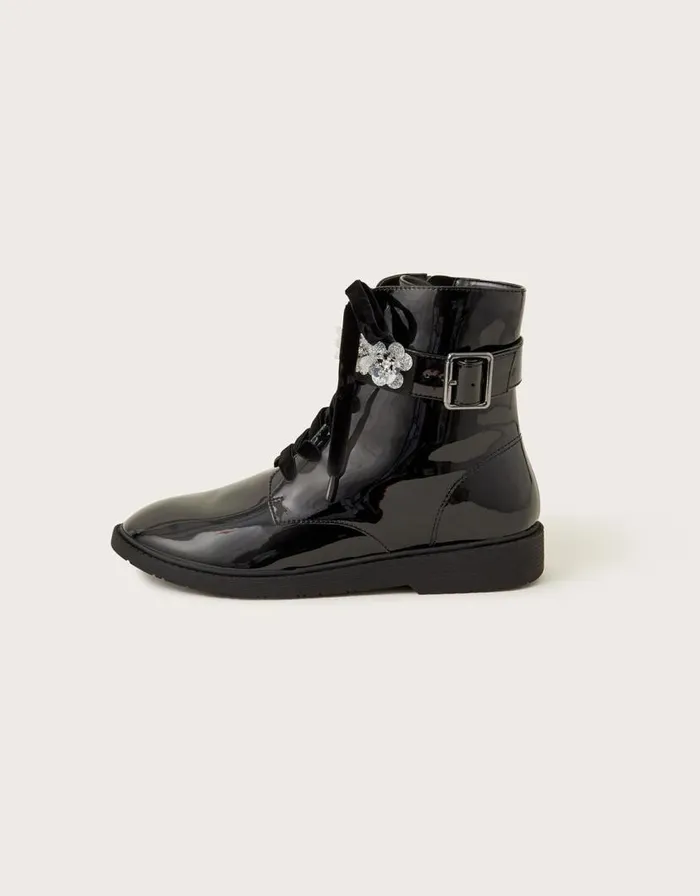 Monsoon Flo Patent Sequin Biker Boots Black Children Girls039 Shoes and Sandals Monsoon Flo Patent Sequin Biker Boots Black Children Girls039 Shoes and Sandals