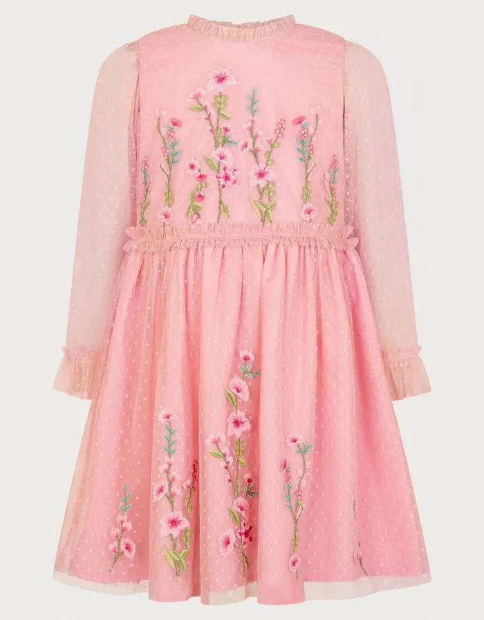 Monsoon Floral Embellished Dobby Dress Pink Children Dresses Monsoon Floral Embellished Dobby Dress Pink Children Dresses