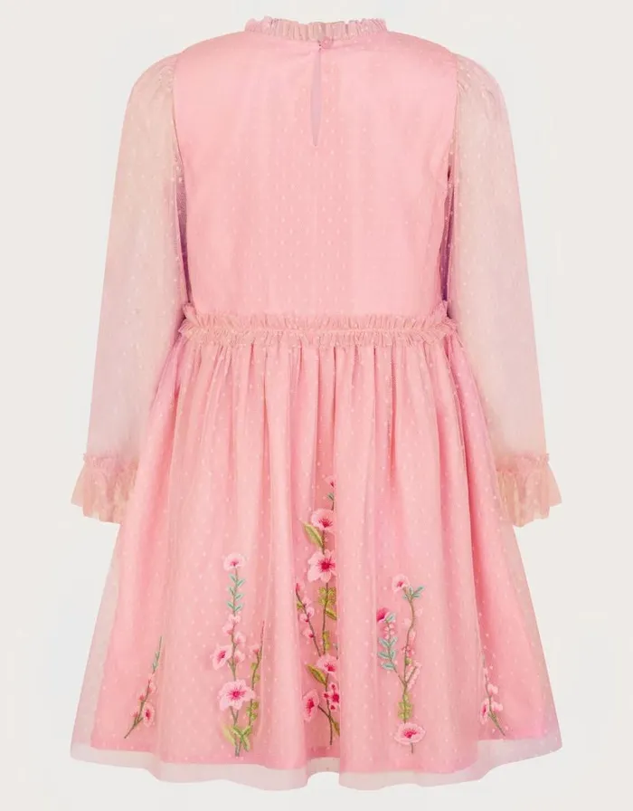 Monsoon Floral Embellished Dobby Dress Pink Children Dresses Monsoon Floral Embellished Dobby Dress Pink Children Dresses