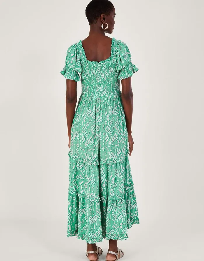 Monsoon Gigi Print Bardot Maxi Dress In Sustainable Viscose Green Women Maxi Dresses Monsoon Gigi Print Bardot Maxi Dress In Sustainable Viscose Green Women Maxi Dresses