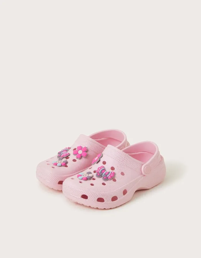 Monsoon Glitter Butterfly Clogs Pink Children Girls039 Shoes and Sandals