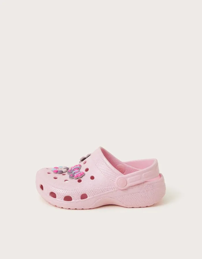 Monsoon Glitter Butterfly Clogs Pink Children Girls039 Shoes and Sandals Monsoon Glitter Butterfly Clogs Pink Children Girls039 Shoes and Sandals