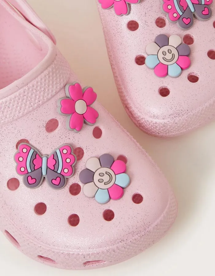 Monsoon Glitter Butterfly Clogs Pink Children Girls039 Shoes and Sandals Monsoon Glitter Butterfly Clogs Pink Children Girls039 Shoes and Sandals