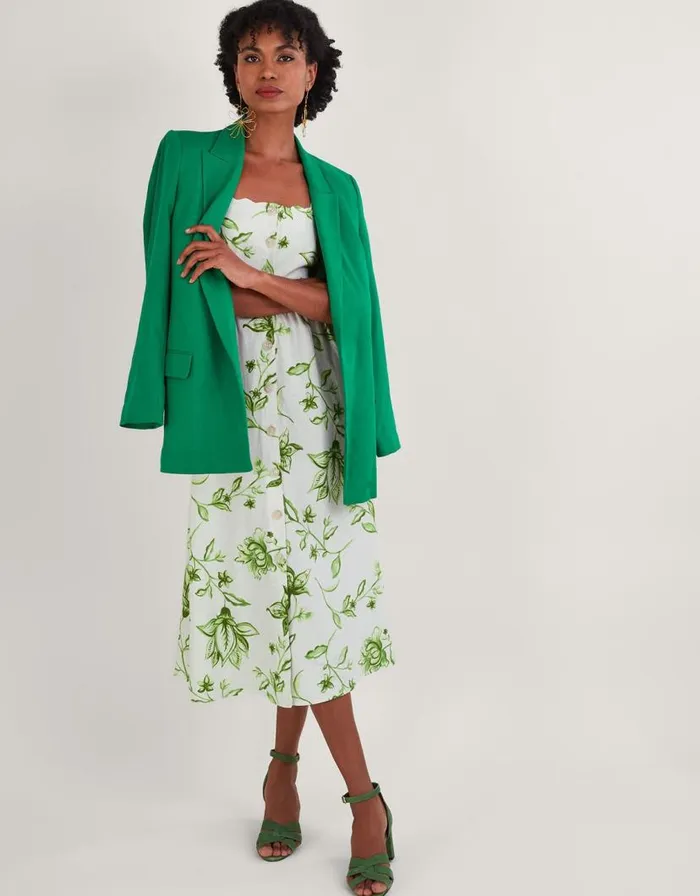 Monsoon Kai Floral Print Dress In Linen Blend Ivory Women Day Dresses Monsoon Kai Floral Print Dress In Linen Blend Ivory Women Day Dresses