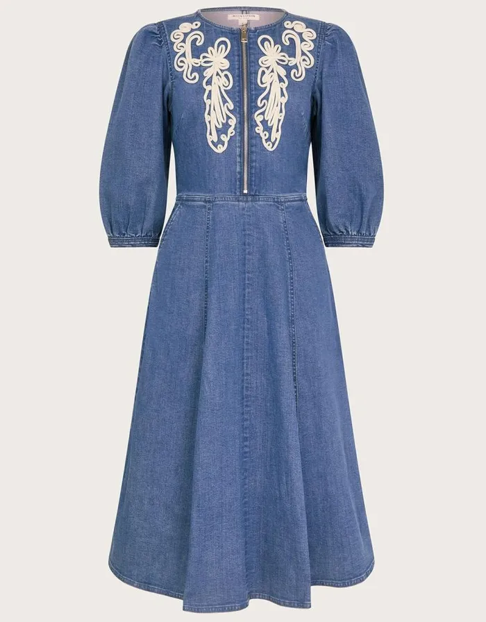 Monsoon Kaia Cornelli Dress Blue Women Denim Monsoon Kaia Cornelli Dress Blue Women Denim